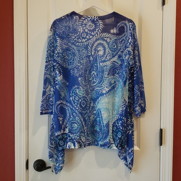 CHICO'S Summer Paisley Kirsten Cardigan sz M/8 - Picture 5 of 11